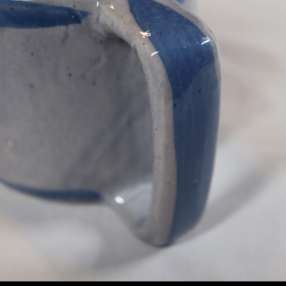 Vintage Mexican Tonala Hand Painted & Glazed Blue Bird Mug Signed - Picture 6 of 10